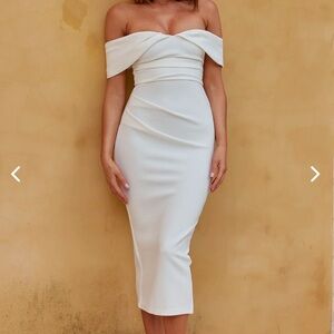 Lillianne Off-Shoulder Midi Dress White
